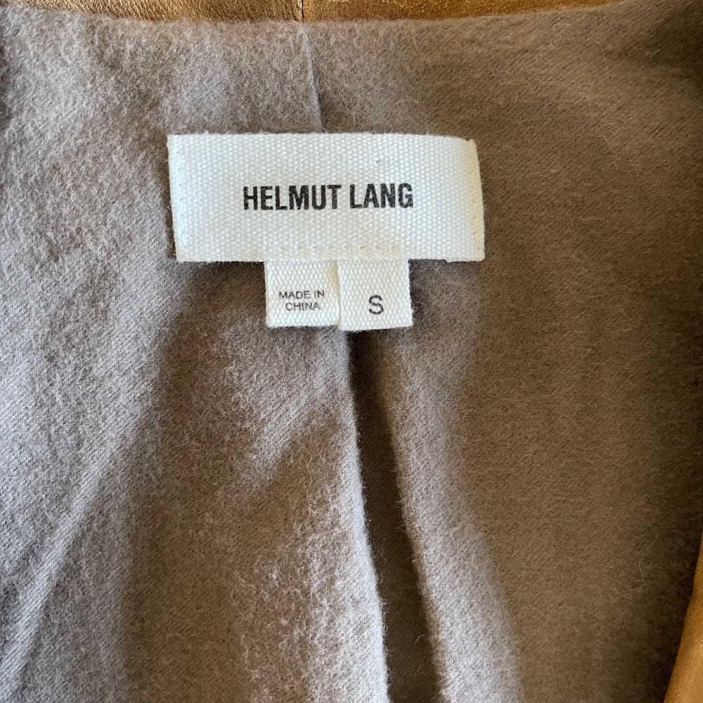 HELMUT LANG Leather Asymmetrical Beige Jacket Size Small - Picture 4 of 12